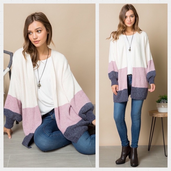 Sweaters - 💗LAST ONE Chenille Color Block Cardigan. M/L
